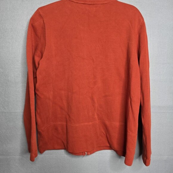 Orvis Orange Sweater Full Zip Mock Neck Size Large - Picture 2 of 3